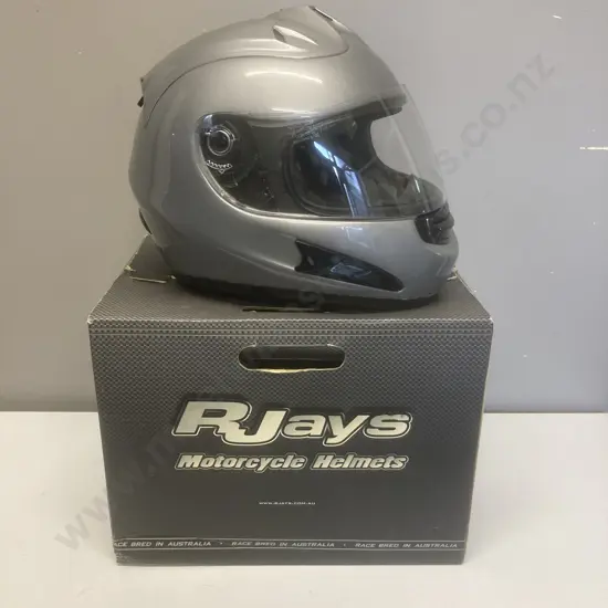 RJays Motorcycle Helmet, Model GP1, Large, Silver