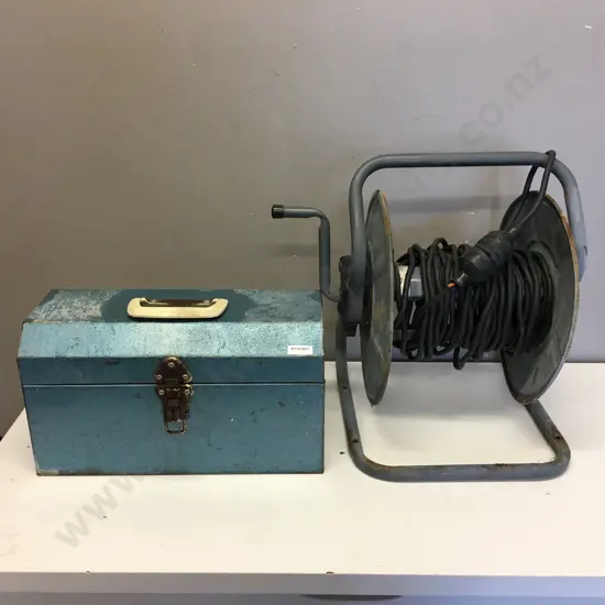 Blue Steel Toolbox With Extension Lead On Reel