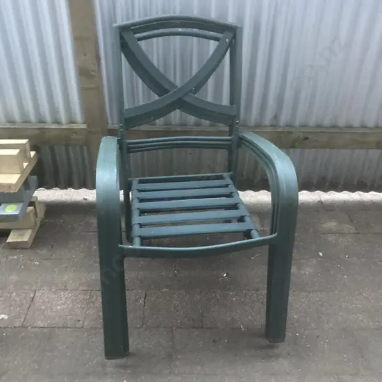Lot of 3 Green Aluminium Outdoor Chairs