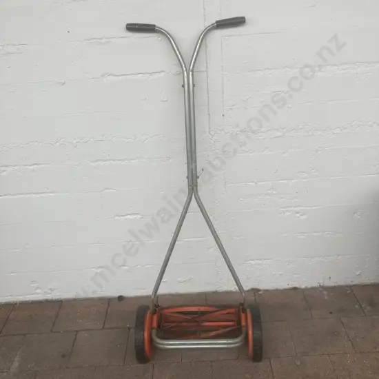 Orange Hand Push Lawnmower