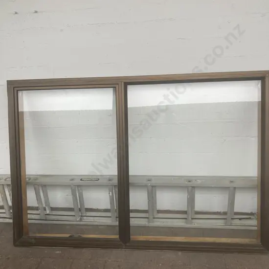 Bronze Aluminum Window 119.5 x 180.5, 1 Opening Sash, 1 Fixed, Un Painted Wooden Jamb Liner