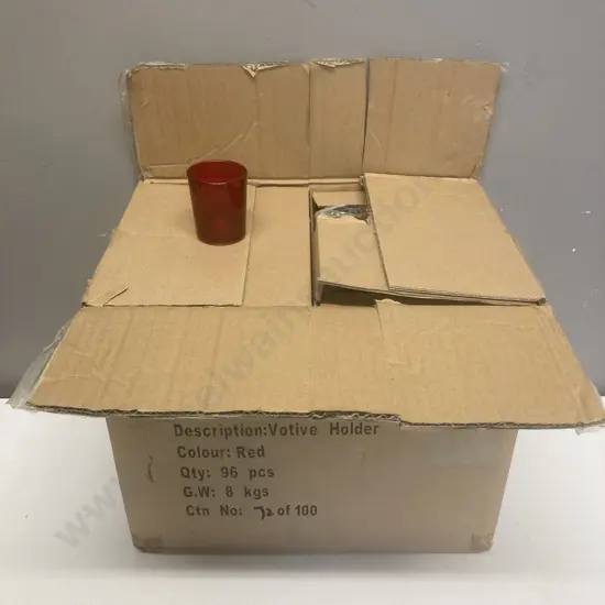 Box lot New Red Votive Holders, 96 Pieces