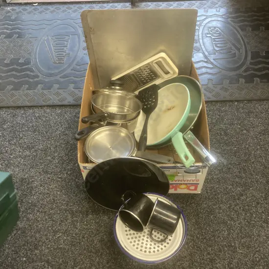 Box Lot Pots & Pans Etc