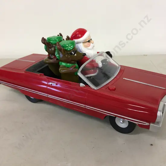 Vintage GEMMY Christmas 64 Impala Lowrider With Santa & Reindeer, Animated With Music & Lights, L27.5cm