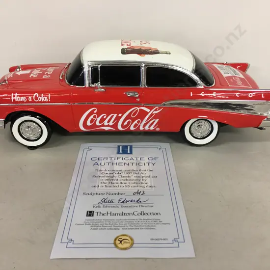 COCA-COLA "Refreshingly Classic" 1957 Bel Air Sculpted Car 1:18 Diecast with COA, L29cm