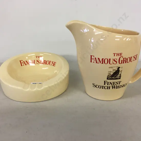 Vintage The Famous Grouse Whisky Water Jug & Ashtray, Wade PDM Ceramic