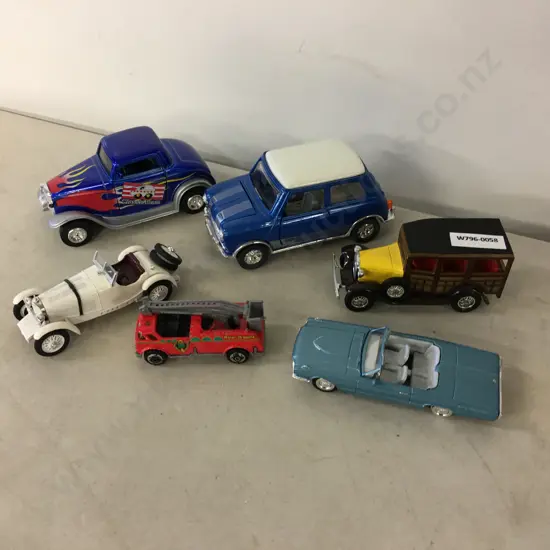 Six Toy Cars, Mini Pill back, Matchbox Etc
