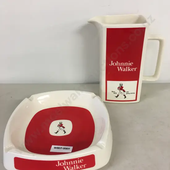 Vintage Johnnie Walker Water Jug & Ashtray, Wade PDM Ceramic