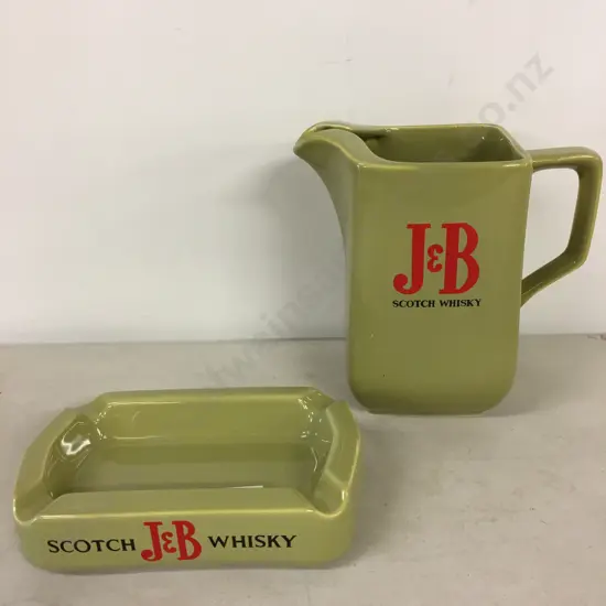 Vintage J&B Scotch Whiskey Water Jug & Ashtray, Wade PDM Ceramic