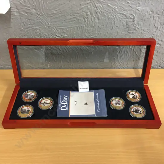 The 70th Anniversary D-Day Commemorative Coin Collection in Wood Display Case With COA