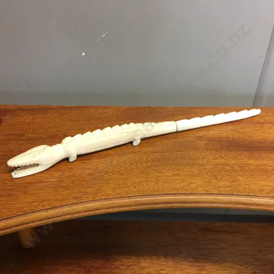 Vintage Carved Ivory? Crocodile, 33.5cm