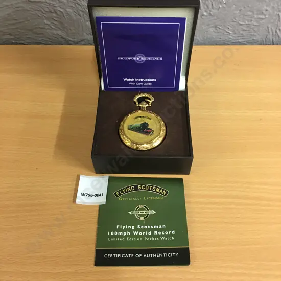 Flying Scotsman 100mph World Record Pocket Watch, With COA & Case Of Issue