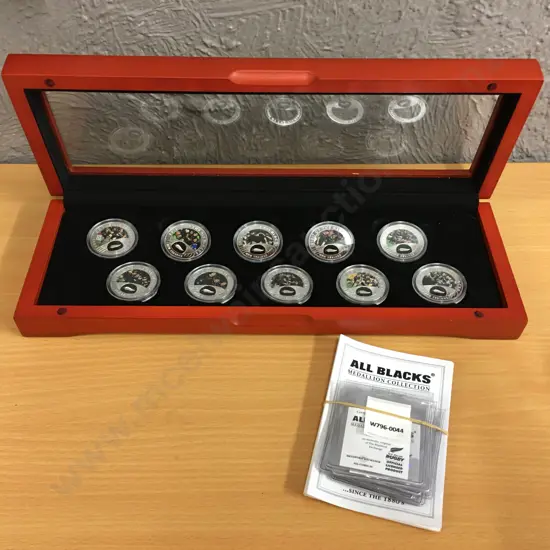 ''The All Blacks'' Medallion Collection in Wood Display Case With COA