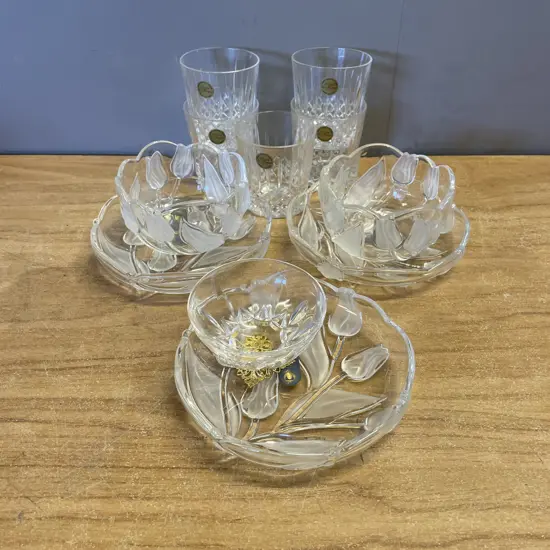 Walther Glas items with 5 Cristal de France Tumblers