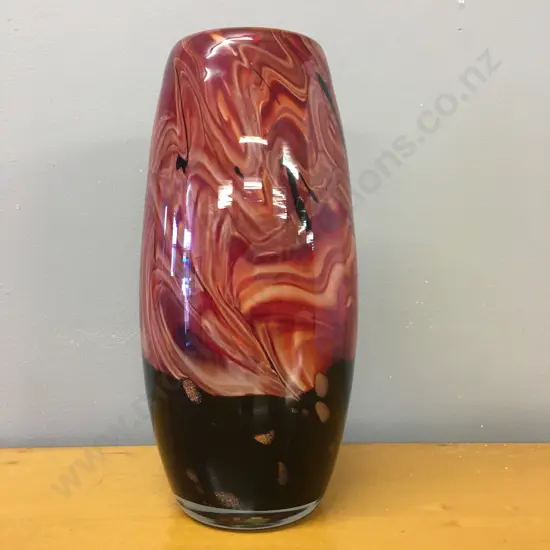 Art Glass Vase H26cm,rane And Black Tones 