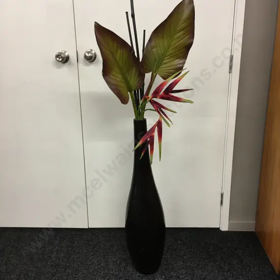 Chocalate Resin Vase With Artificial Plants