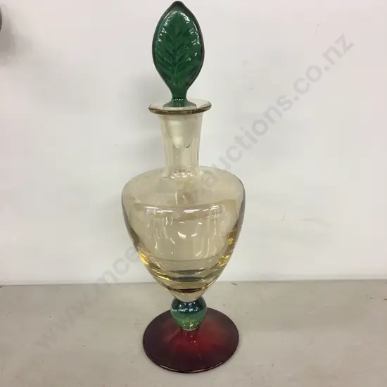 Art Glass Iridescent Decanter - Krosno Poland, H 36cm