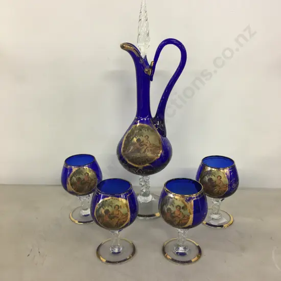 Venetian Glass Jug With Four Glasses
