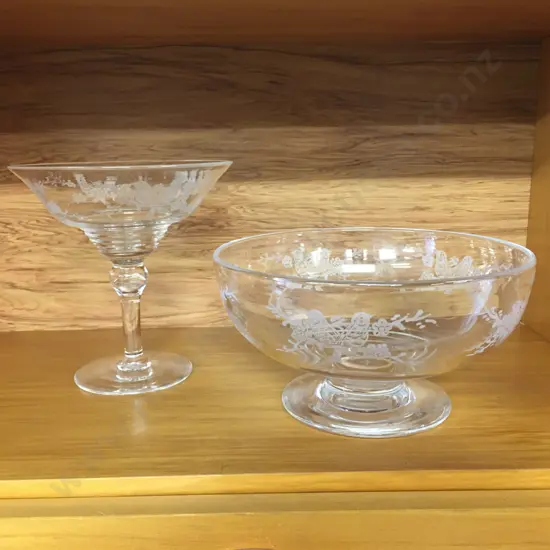 Stuart Crystal Tazza & Footed Bowl, Dia 21cm