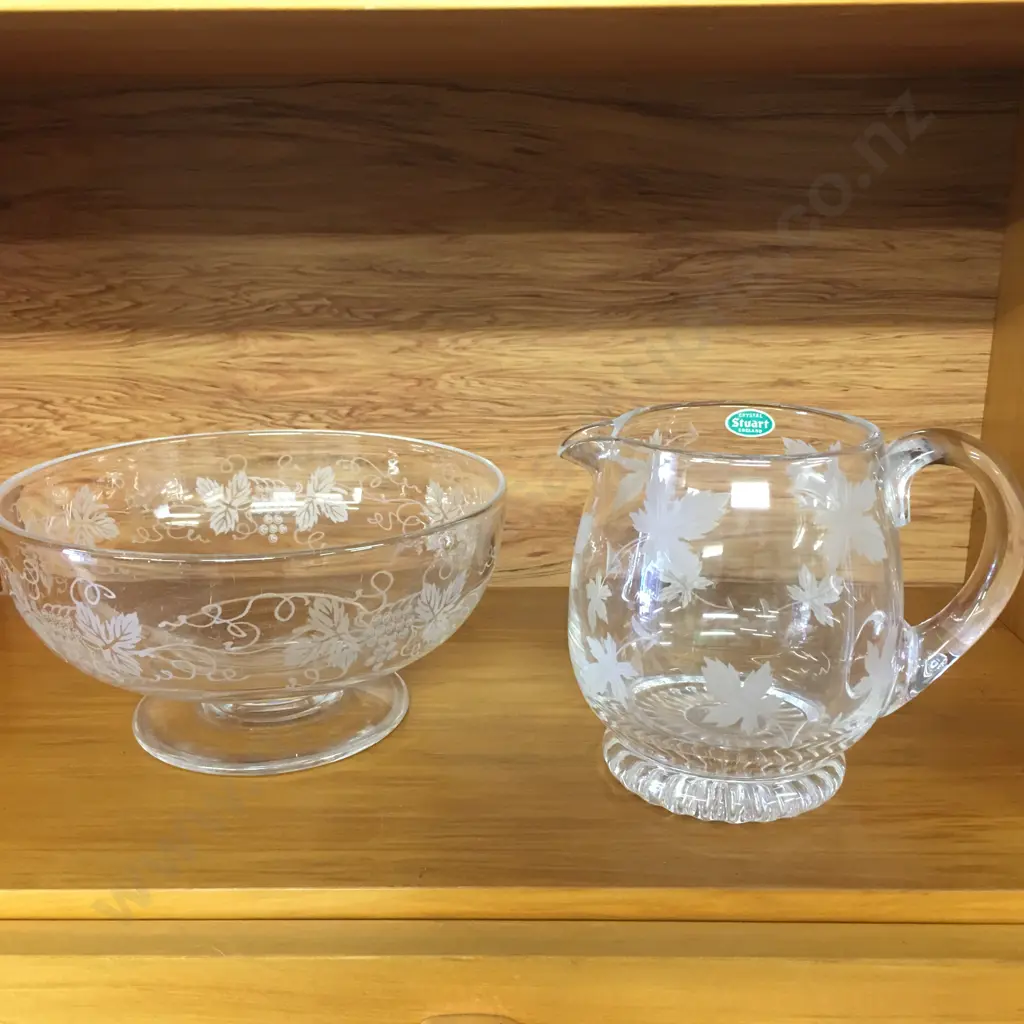 Stuart Crystal Drinks Jug & Footed Bowl, Dia 20cm Image 1++