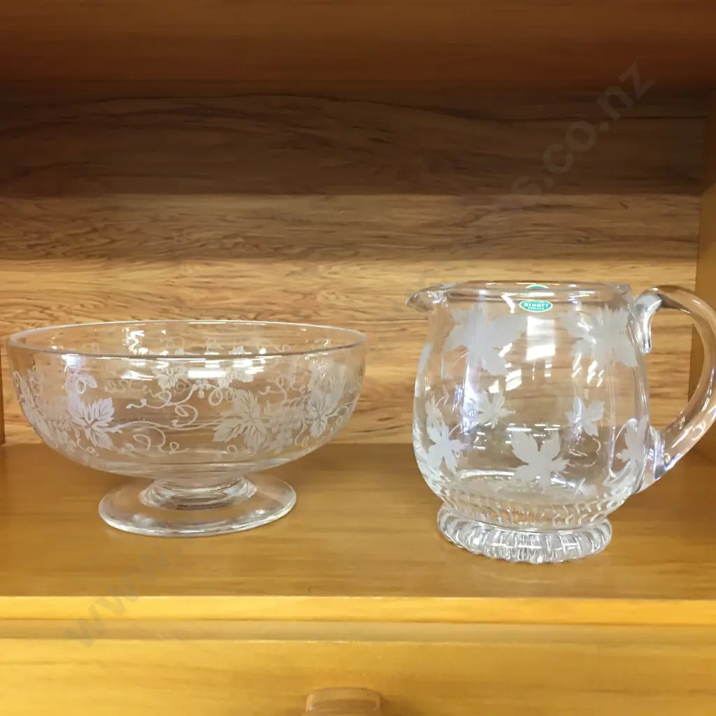 Stuart Crystal Drinks Jug & Footed Bowl, Dia 20cm Image 1++