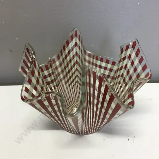Chance Bros Brown "Gingham" Handkerchief Vase, 1970s, 10 x 14cm