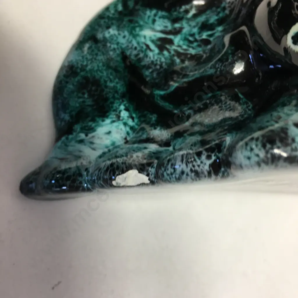 Glazed Ceramic Dolphin Bookends (As Found) Image 1++