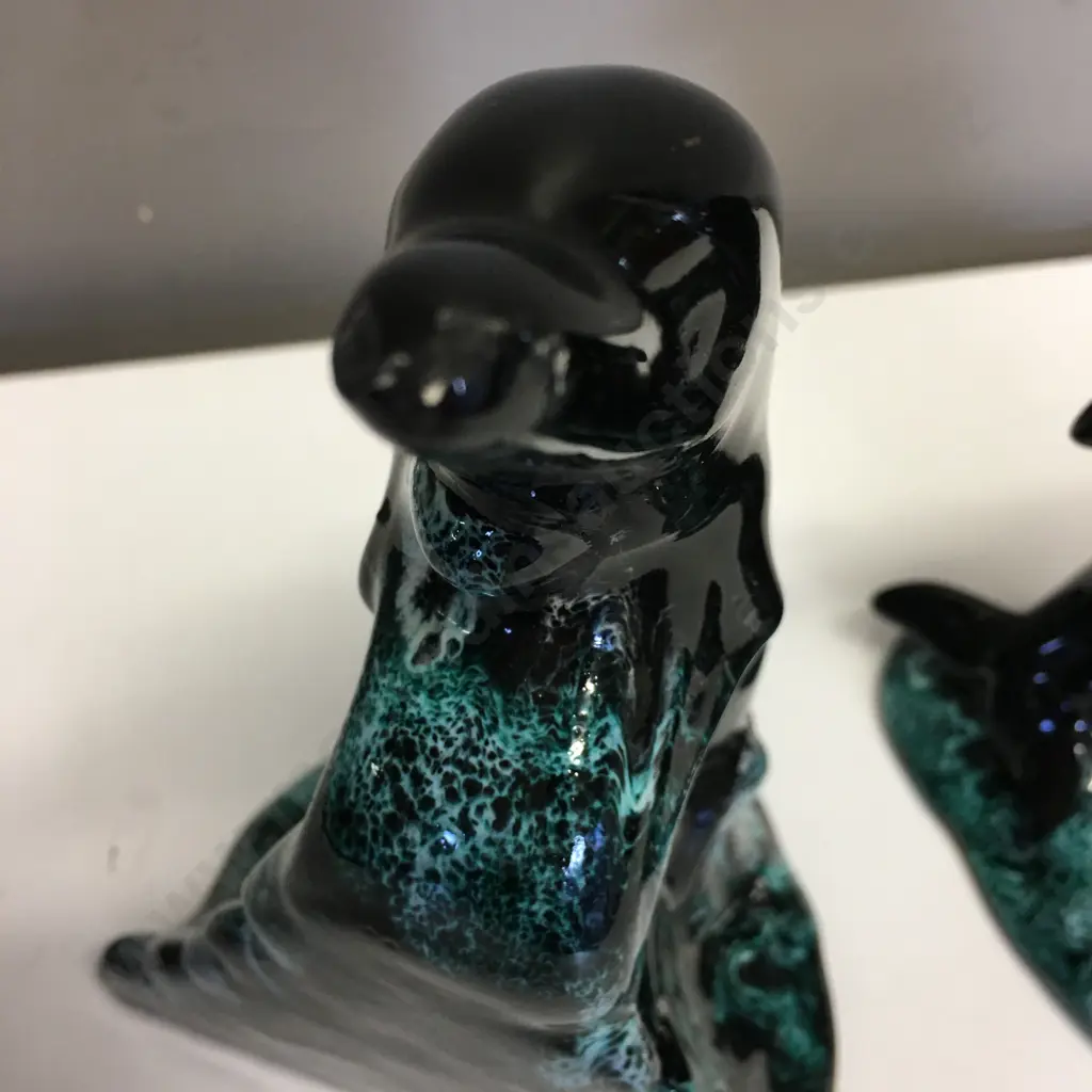 Glazed Ceramic Dolphin Bookends (As Found) Image 1++