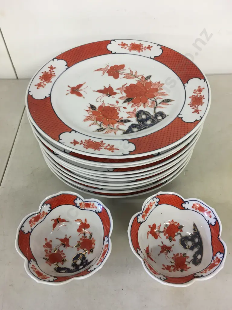 Vintage Chinese Porcelain Plates x 10 With 2 Small Bowls Image 1++