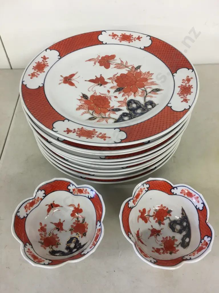 Vintage Chinese Porcelain Plates x 10 With 2 Small Bowls Image 1++