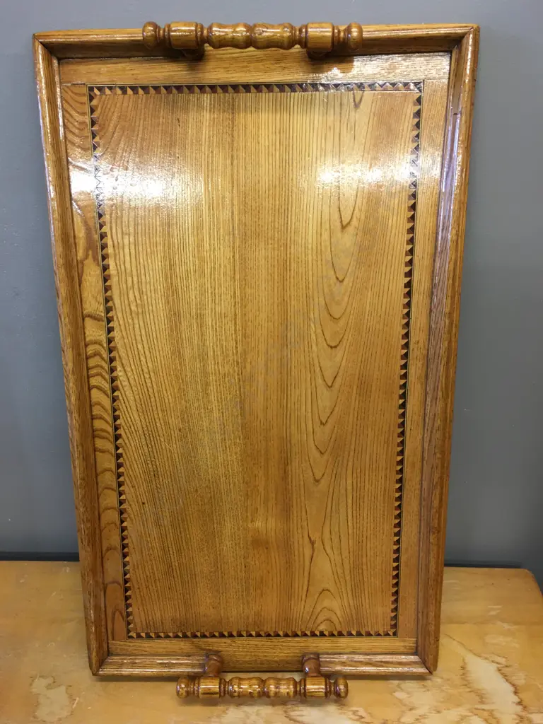 Pair of Vintage Wooden Serving Trays (1 af to handle) Image 1++