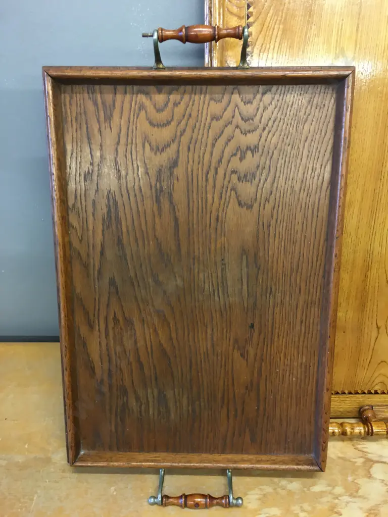 Pair of Vintage Wooden Serving Trays (1 af to handle) Image 1++