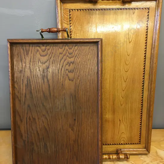 Pair of Vintage Wooden Serving Trays (1 af to handle)