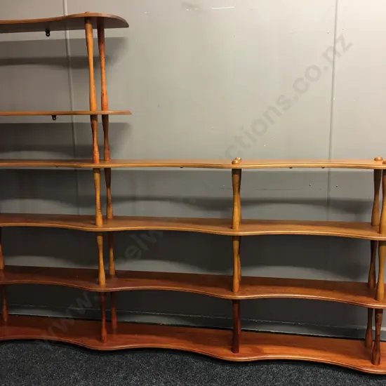 Retro Mahogany Modular Stepped Shelf Unit, 6 Tier, H147 W197 D24cm