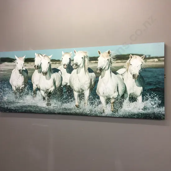 "Vastu Shastra" Seven Running Horses Picture On Canvas, 70 x 180cm