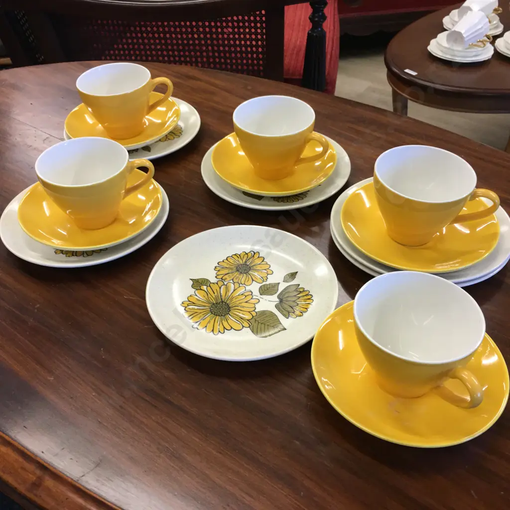 Vintage Crown Lynn Charmaine Set of 6 Plates With 5 Cups & Saucers Image 1++