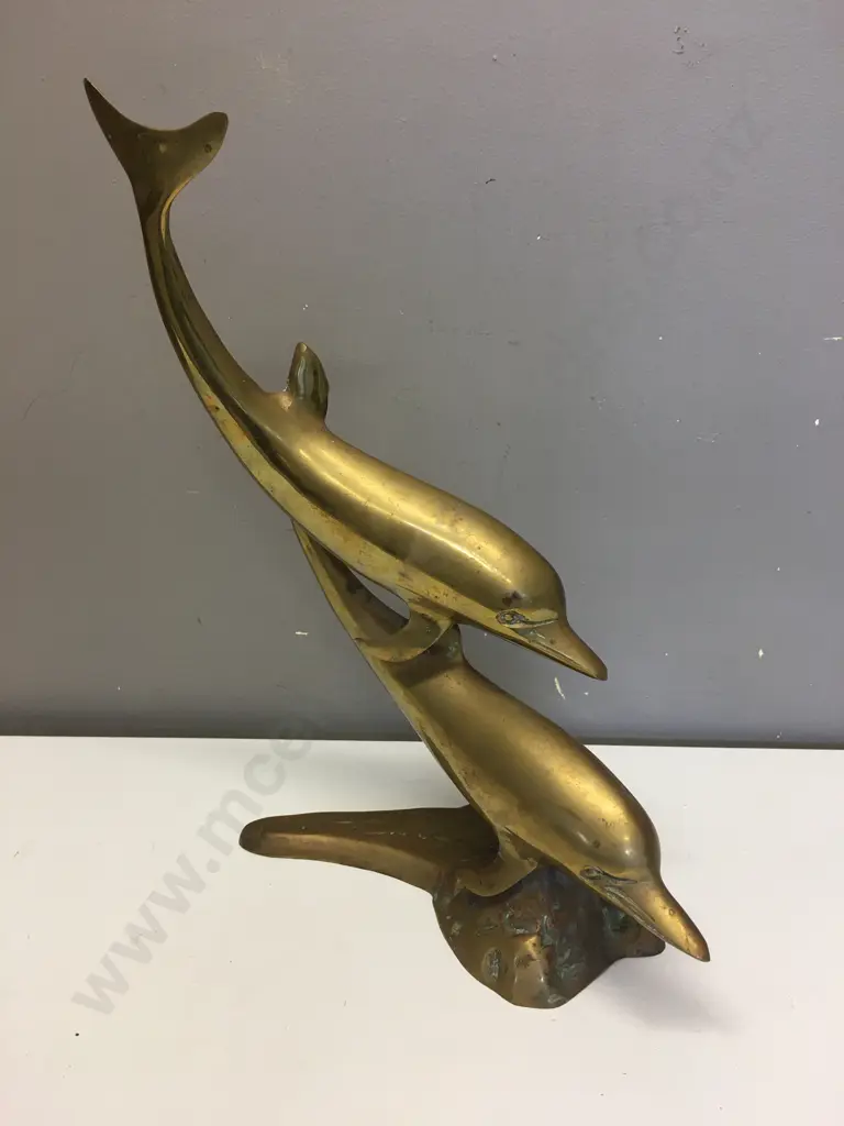 Brass Dolphin Duo Figurine, 40 x 28cm Image 1++