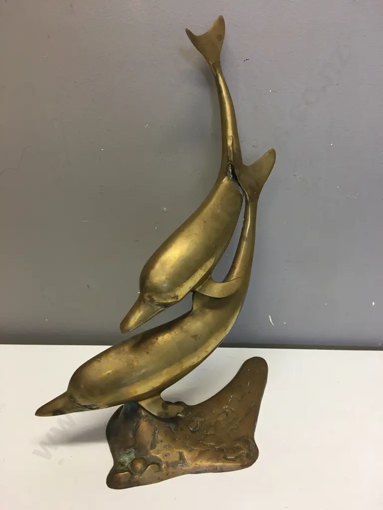 Brass Dolphin Duo Figurine, 40 x 28cm Image 1++