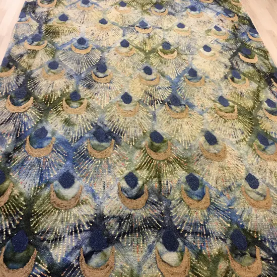 Mulberi 100% Wool Floor Rug, 200 x 300cm, Peacock Design, Colour Vibrant