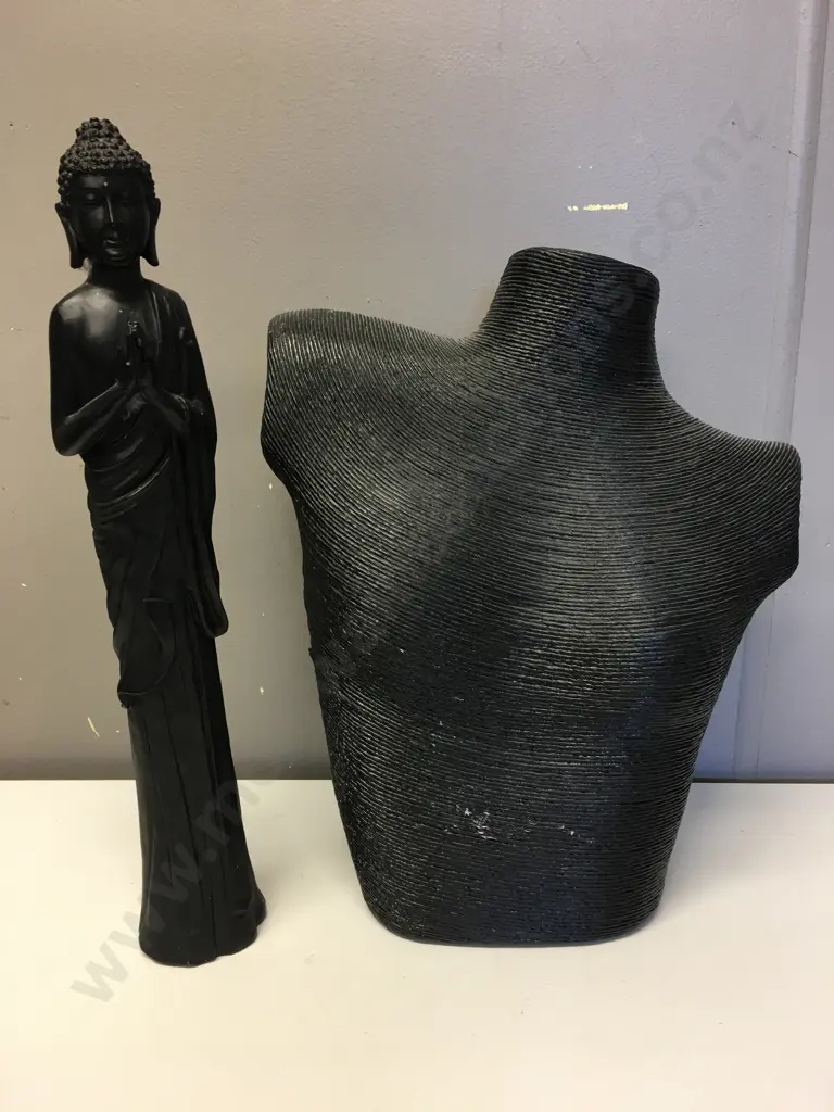 Praying Buddha Figure, H43cm & Bust Image 1++