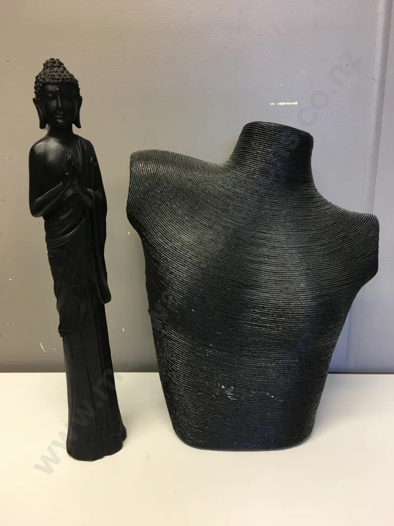 Praying Buddha Figure, H43cm & Bust Image 1++