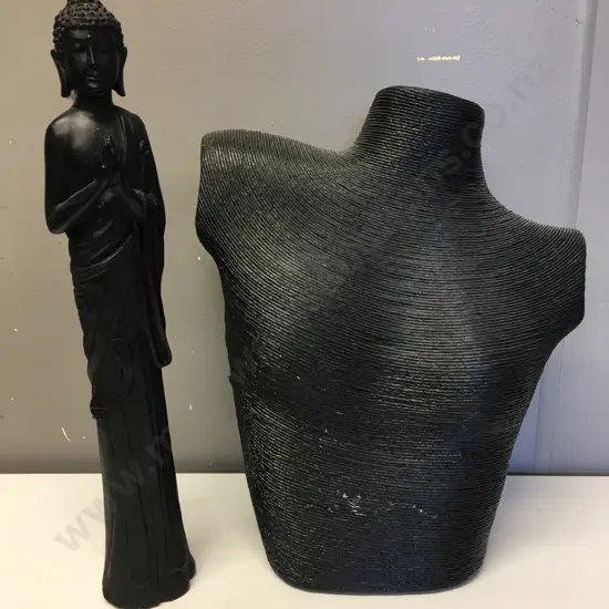 Praying Buddha Figure, H43cm & Bust