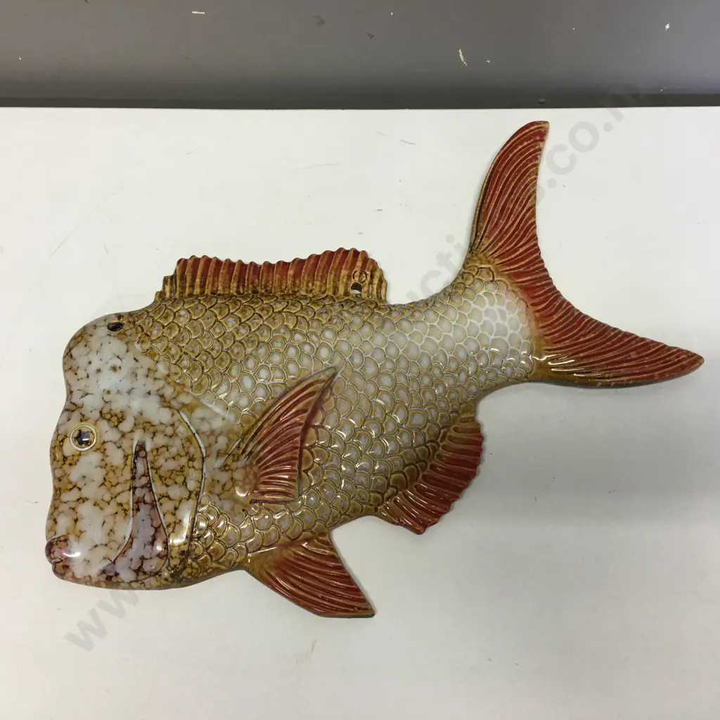 Glazed Ceramic Snapper Wall Plaque, 26 x 43cm Image 1++