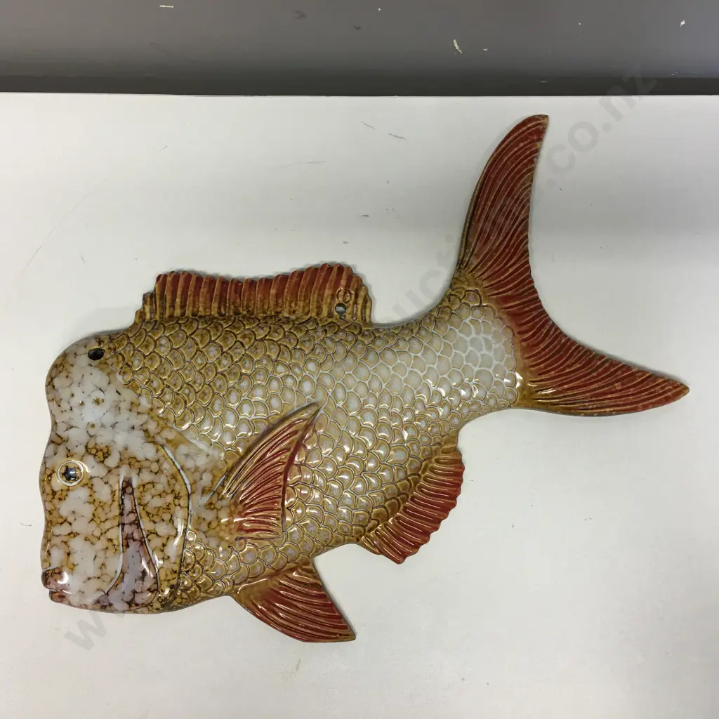 Glazed Ceramic Snapper Wall Plaque, 26 x 43cm Image 1++