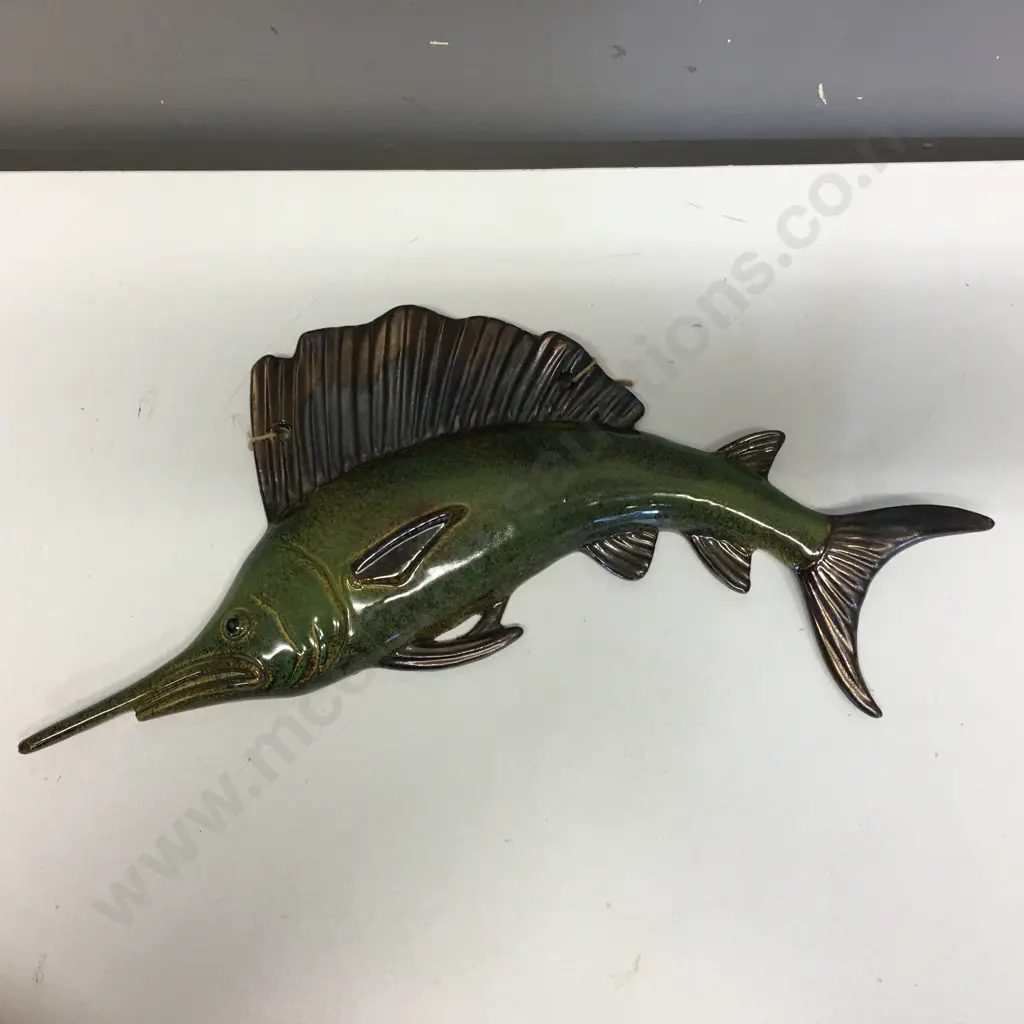 Glazed Ceramic Marlin Wall Plaque, 42 x 31cm Image 1++