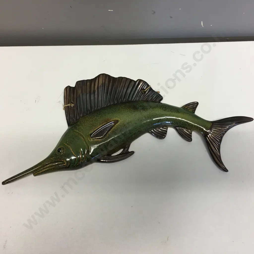 Glazed Ceramic Marlin Wall Plaque, 42 x 31cm Image 1++
