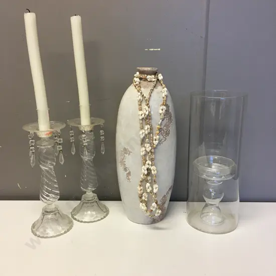 Candle Holders, Cream Maytime, Vase & Shell Necklace