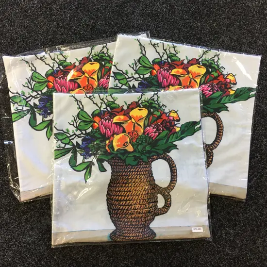 Set of 3 x fishmob 'Large Vase' Cushion Covers by Dick Frizzell, 44 x 44cm