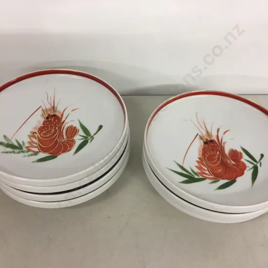 Japanese Lobster Plates x 7, Dia 21cm