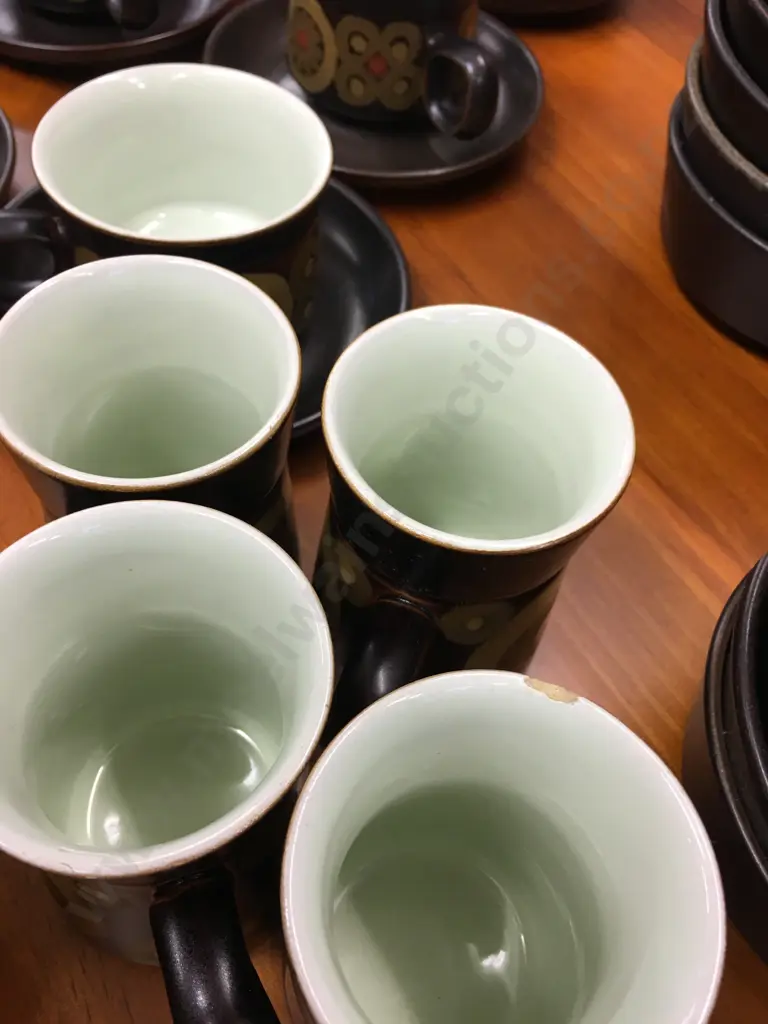 Vintage Denby Arabesque Stone War 77 Piece Dinnerware With Teaset, Coffee Cups Etc c1970's Image 1++